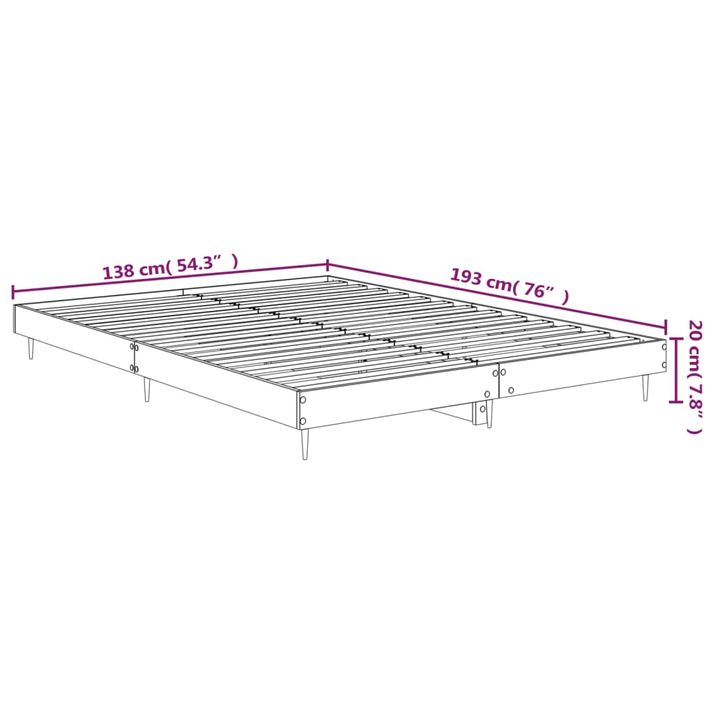 Cadru de pat, negru ,135x190 cm, lemn prelucrat