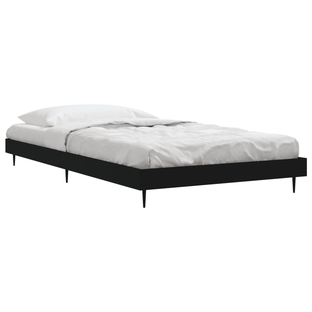 vidaXL Bedframe bewerkt hout zwart 90x190 cm afbeelding