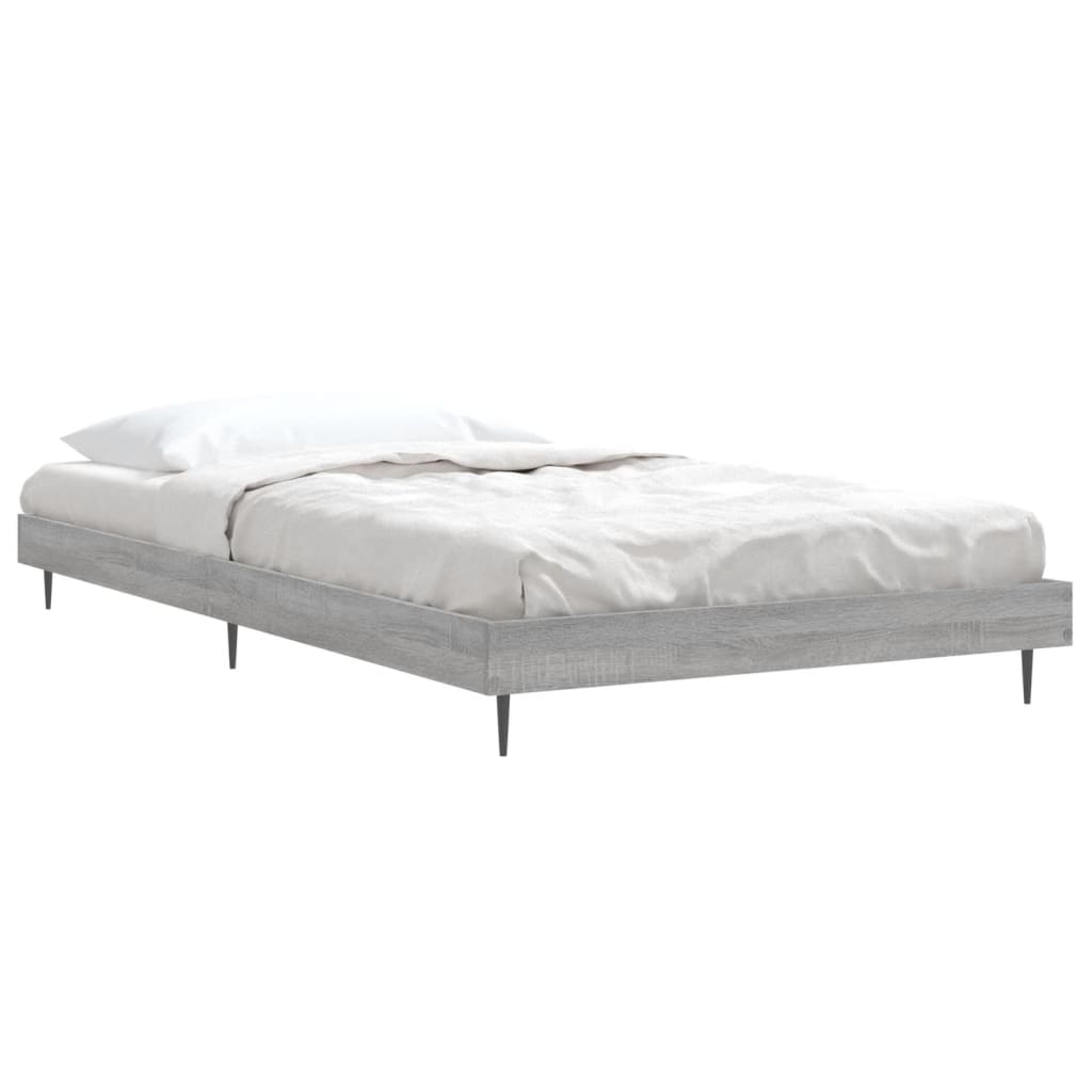 vidaXL Bedframe bewerkt hout grijs sonoma eikenkleurig 90x190 cm afbeelding