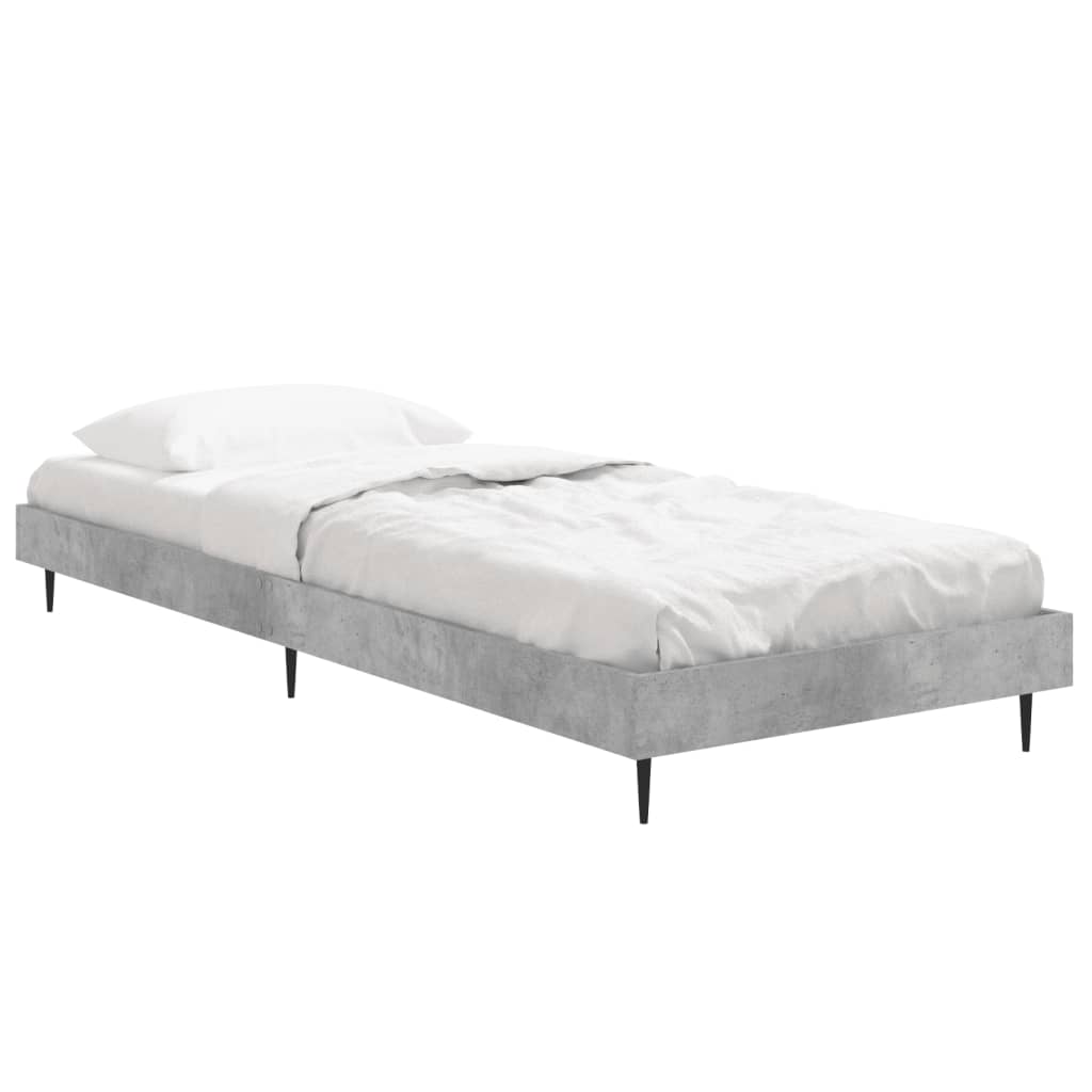 vidaXL Bedframe bewerkt hout betongrijs 75x190 cm afbeelding