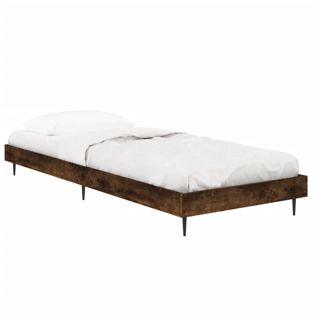 vidaXL Bedframe zonder matras hout gerookt eikenkleurig 75x190 cm afbeelding