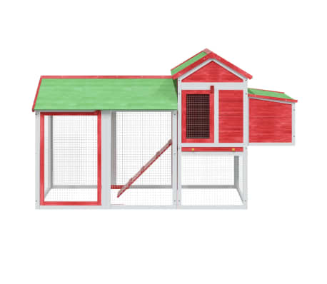 vidaXL Coteț de găini, roșu, 193x65x117 cm, lemn masiv de pin