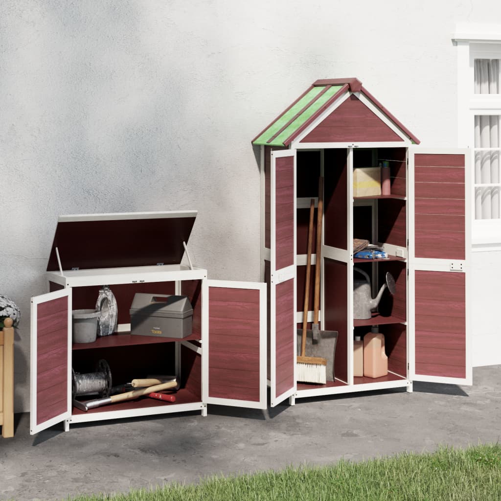 vidaXL 2 Piece Garden Tool Shed Set Mocha Solid Wood Pine