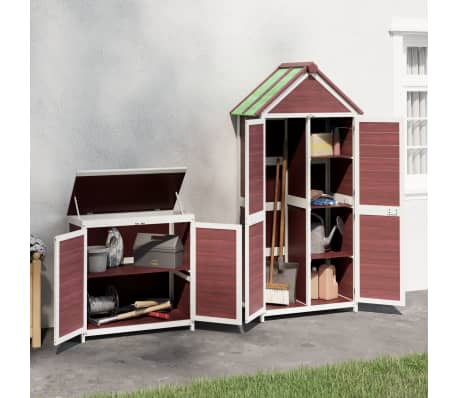 vidaXL 2 Piece Garden Tool Shed Set Mocha Solid Wood Pine