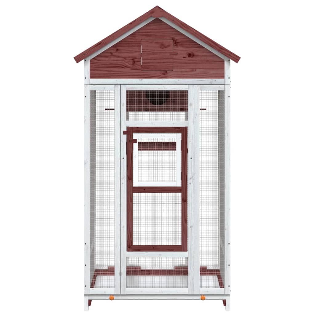 vidaXL Volière 91,5x53x170 cm massief grenenhout mokkakleurig afbeelding