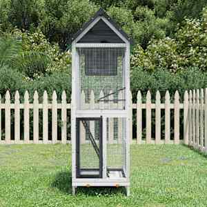 Ptičja hišica siva 60x58,5x160 cm trdna borovina