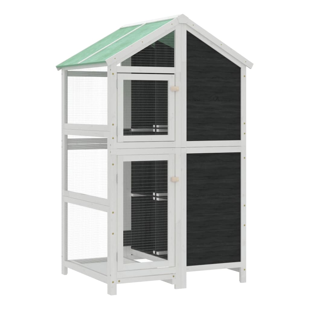 vidaXL Volière 97x81x152 cm massief grenenhout grijs