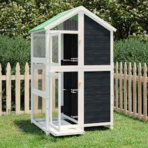 Ptičja hišica siva 97x81x152 cm trdna borovina