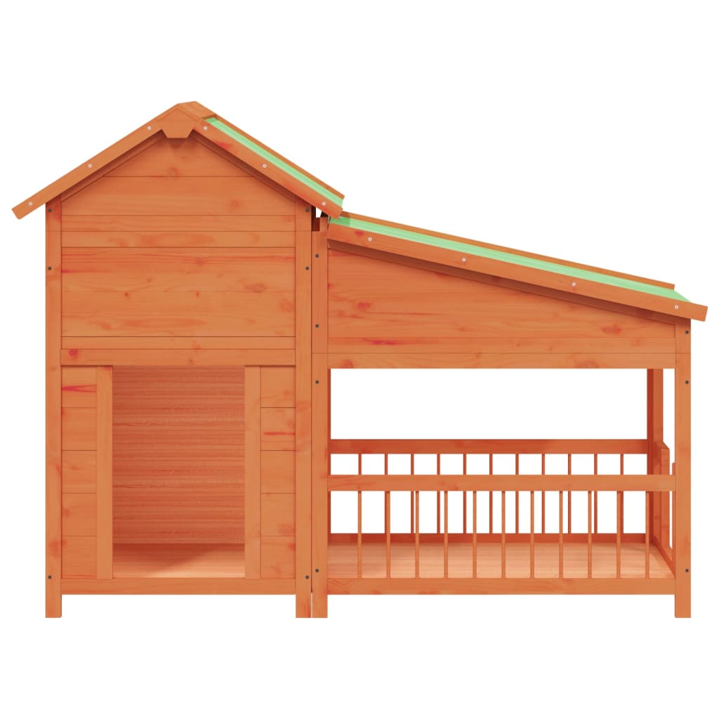 vidaXL Hondenhok 143x60,5x109 cm massief grenenhout bruin afbeelding