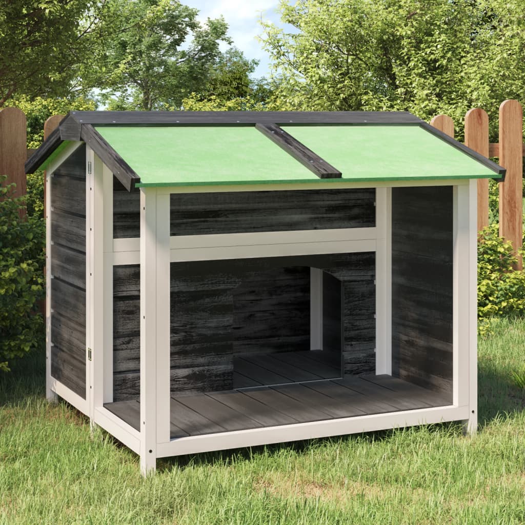 vida XL Hundehütte Grau 96x 87x 80,5 cm Massivholz Kiefer