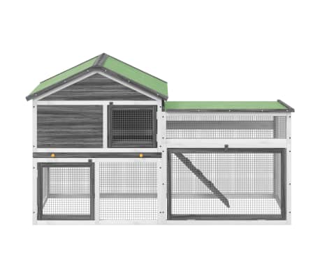 vidaXL Conigliera Grigia 185,5x60,5x109,5cm in Legno Massello di Pino