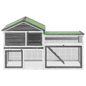 vidaXL Conigliera Grigia 185,5x60,5x109,5cm in Legno Massello di Pino