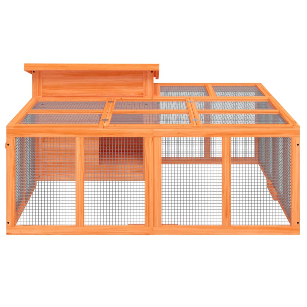 vidaXL Cușcă pentru iepuri maro 144x123x67,5 cm din lemn masiv de pin