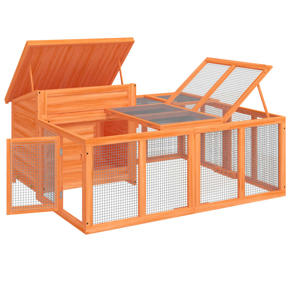 Rabbit Hutch Brown Solid pine wood 57.1 x 48.4 x 26.6 in Durable vidaXL - Picture 6 of 8
