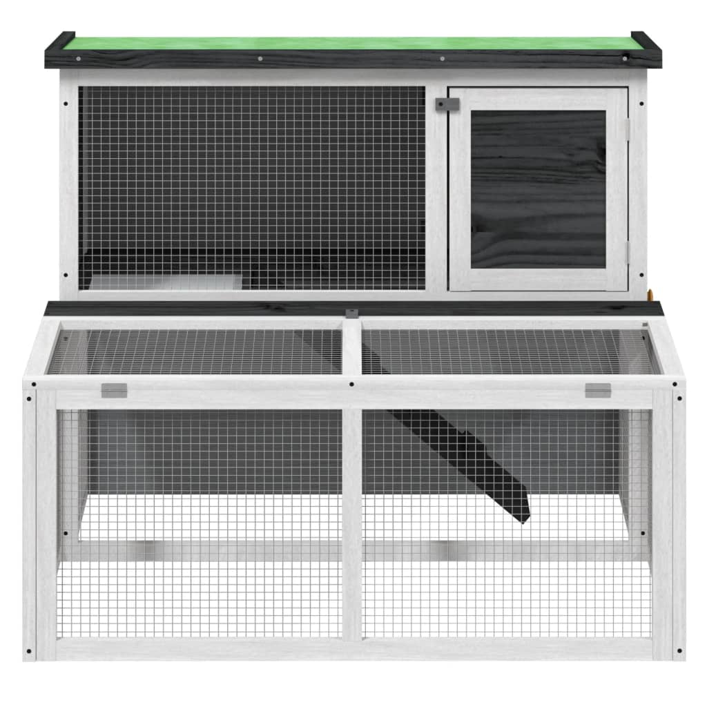 vidaXL Konijnenhok 102x90x84,5 cm massief grenenhout grijs afbeelding