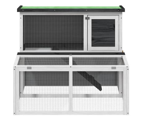 vidaXL Konijnenhok 102x90x84,5 cm massief grenenhout grijs