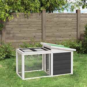 Zajčnik siv 100,5x54x55 cm trdna borovina