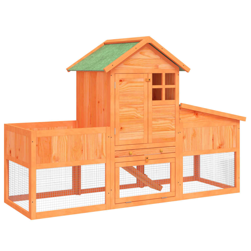 vidaXL Králíkárna hnědá 170 x 63 x 113 cm masivní borové dřevo