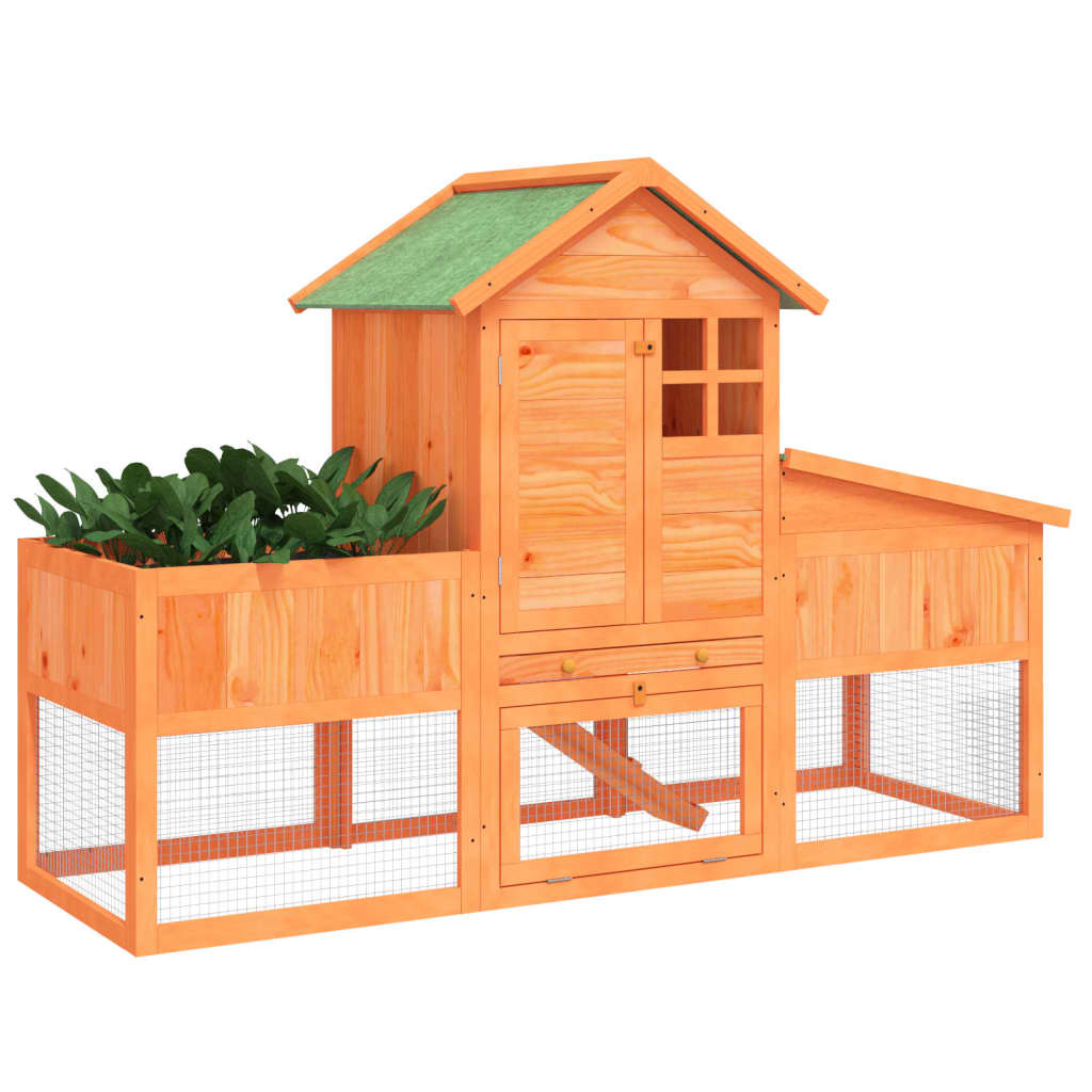 vidaXL Cușcă pentru iepuri maro 170x63x113 cm lemn masiv de pin