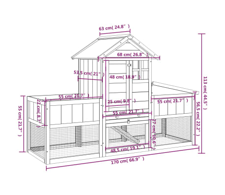 Cage Pour Petits Animaux VidaXL Clapier Moka 117,5x97x47,5 Cm Bois De