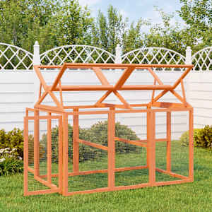 Ograda za male živali rjava 141x94x104 cm trdna borovina