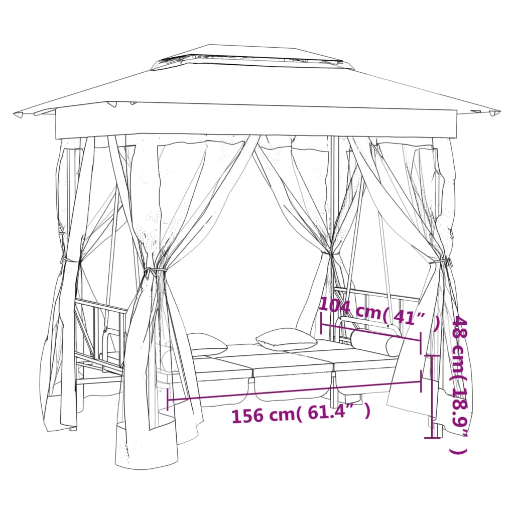 Patio Swing Chair Outdoor Hanging Bench Seat with Gazebo Swing Seat