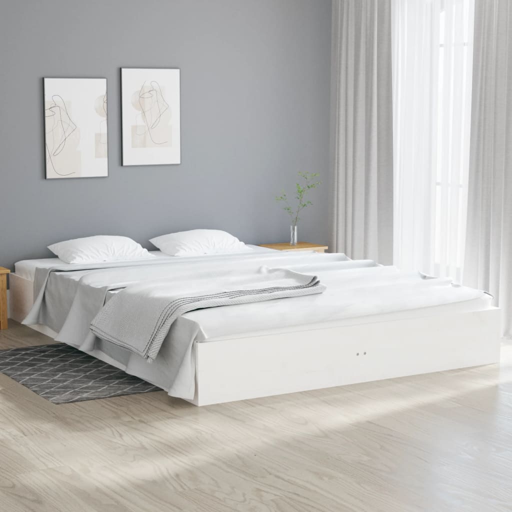 vidaXL Cadru de pat Super King 6FT, alb, 180x200 cm, lemn masiv