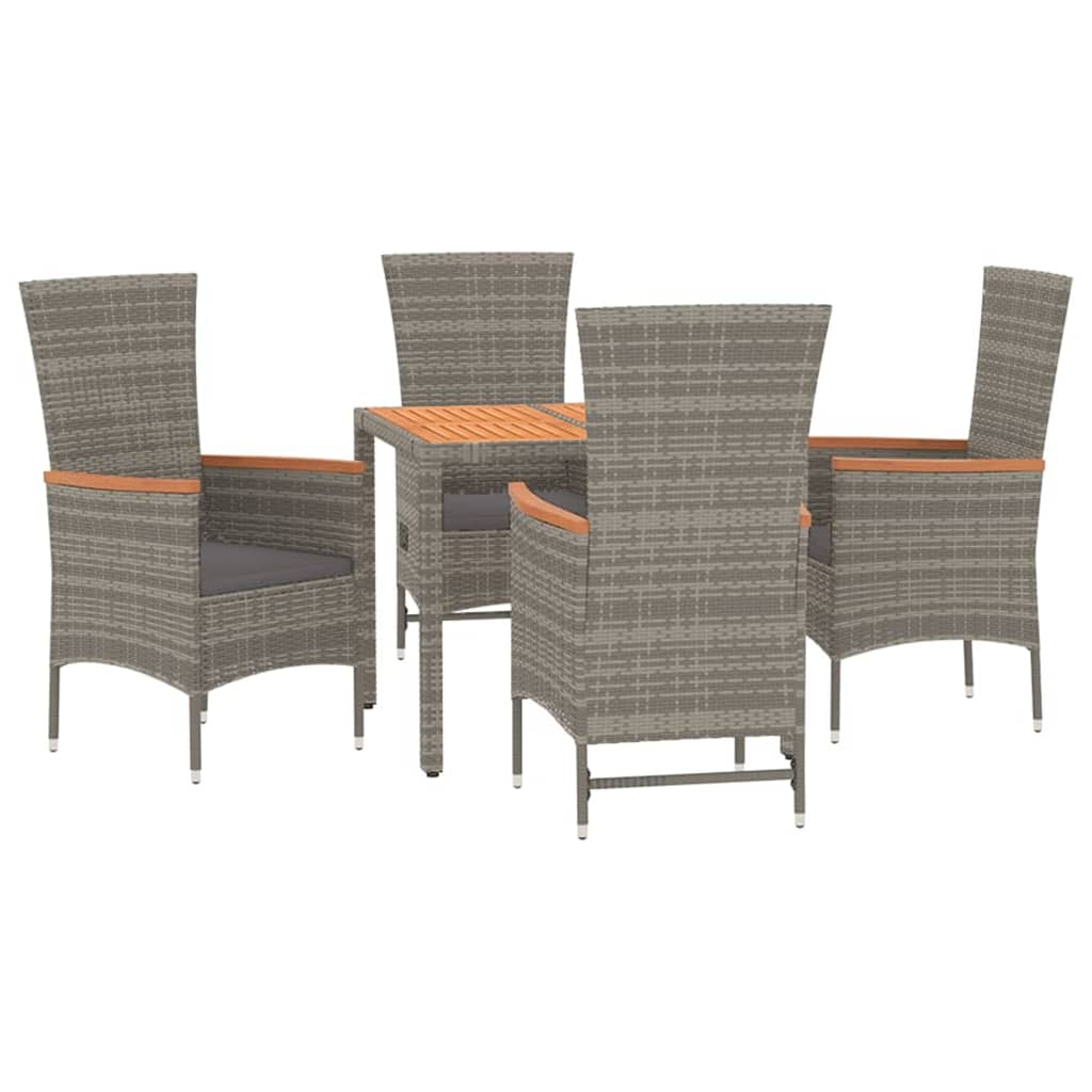 vidaXL 5-delige Tuinset met kussens poly rattan grijs afbeelding