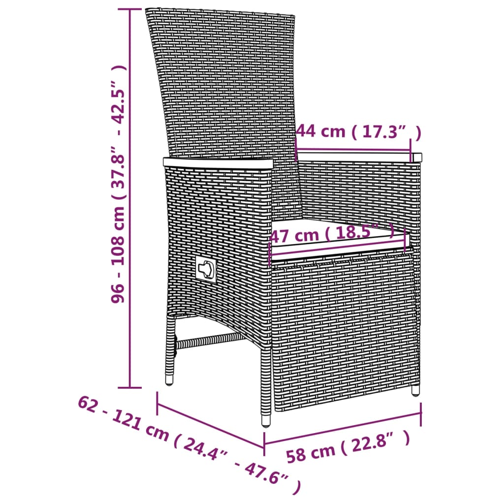 Set mobilier de grădină cu perne, 5 piese, gri, poliratan