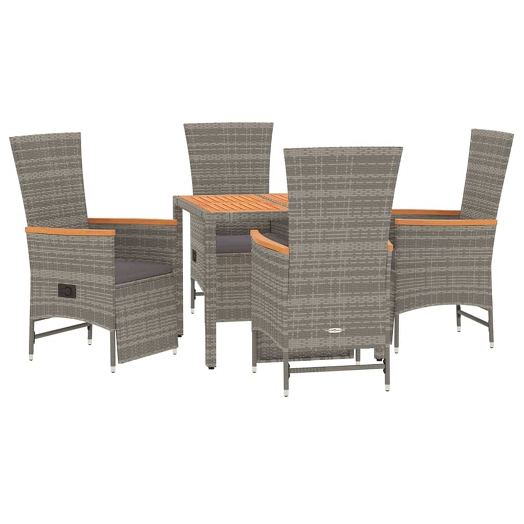 Thumbnail - vidaXL 5-tlg. Garten-Essgruppe mit Kissen Grau Poly Rattan
