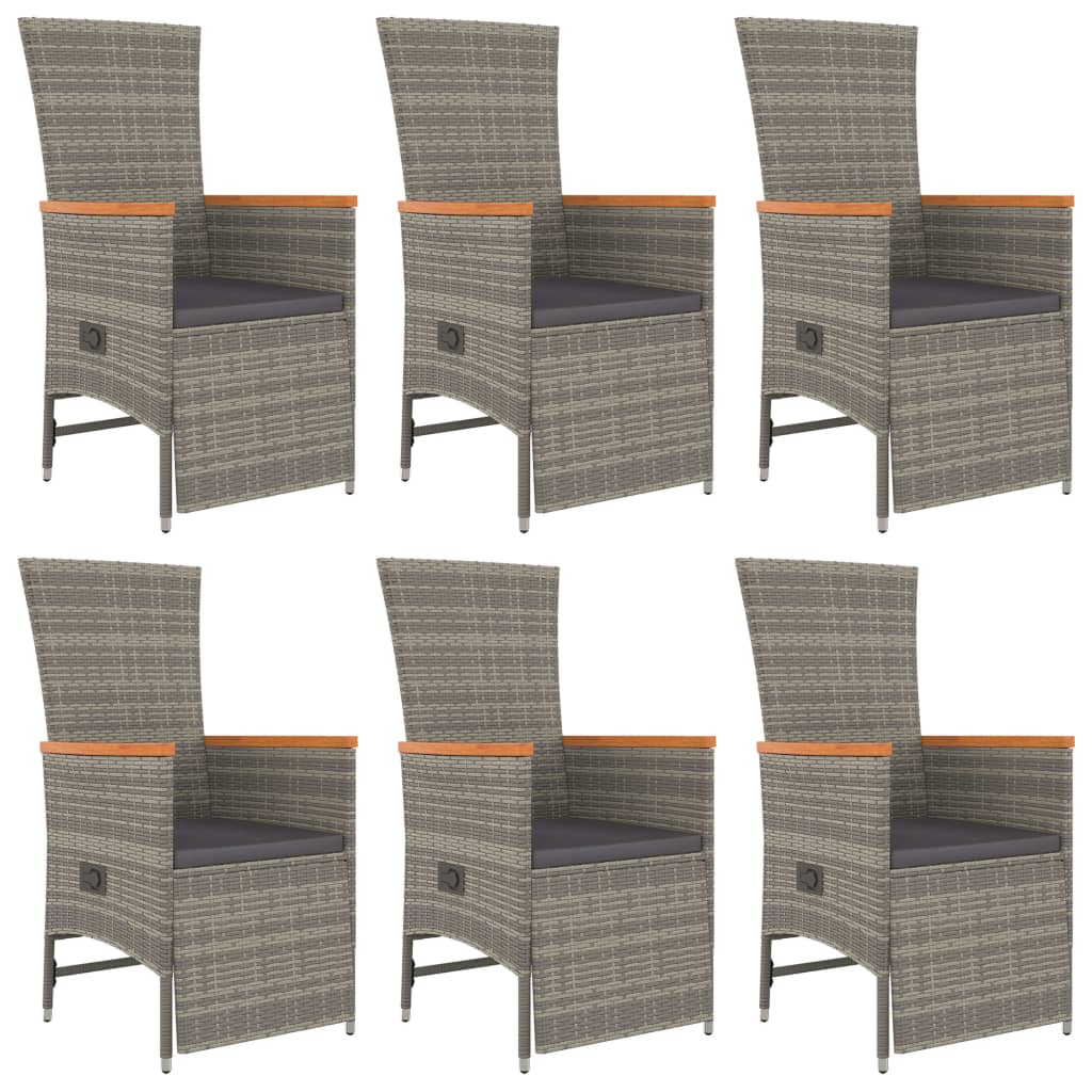 vidaXL 7-delige Tuinset met kussens poly rattan grijs, foto 4