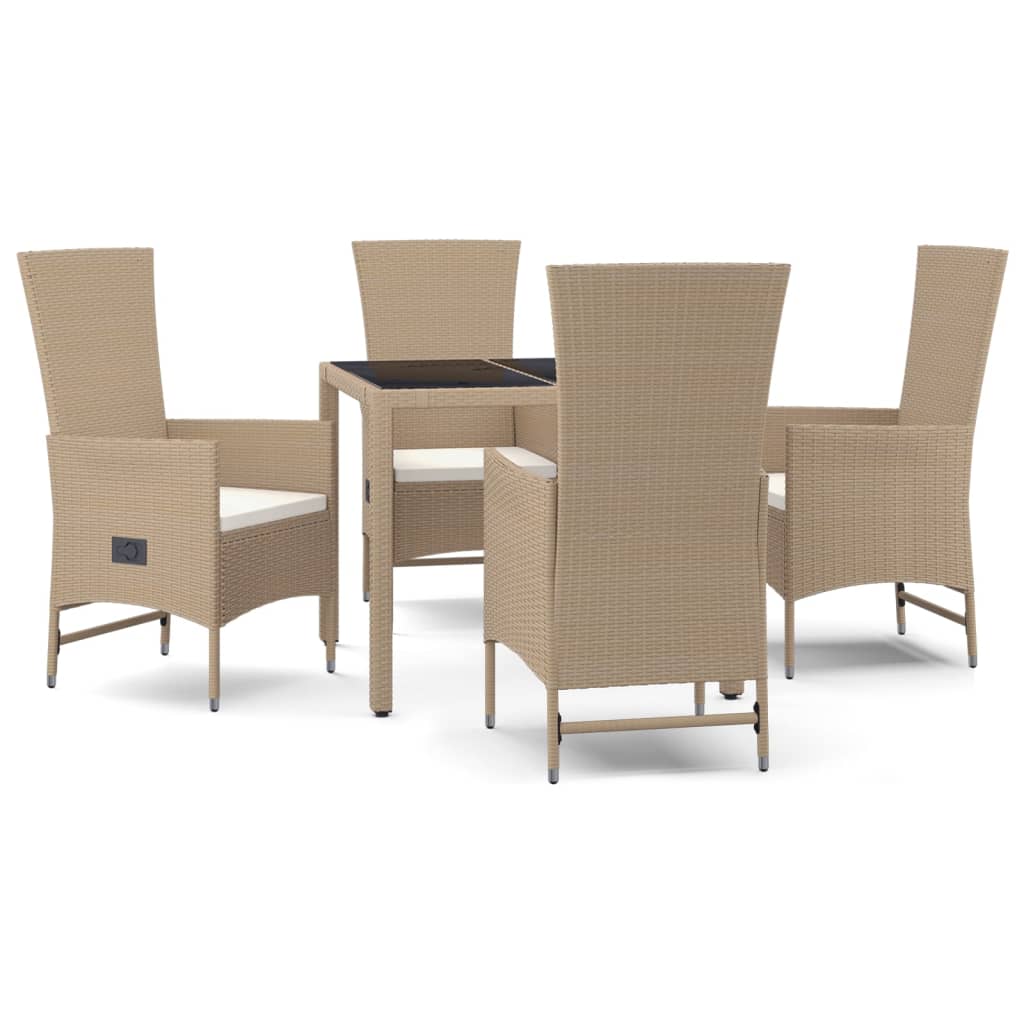Thumbnail - vidaXL 5-tlg. Garten-Essgruppe mit Kissen Beige Poly Rattan