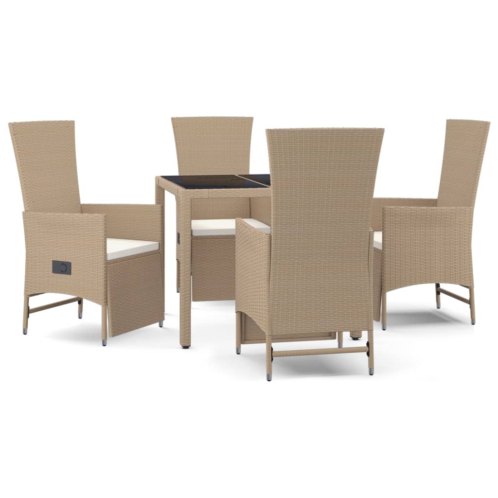 vidaXL Set mobilier de grădină cu perne, 5 piese, bej, poliratan