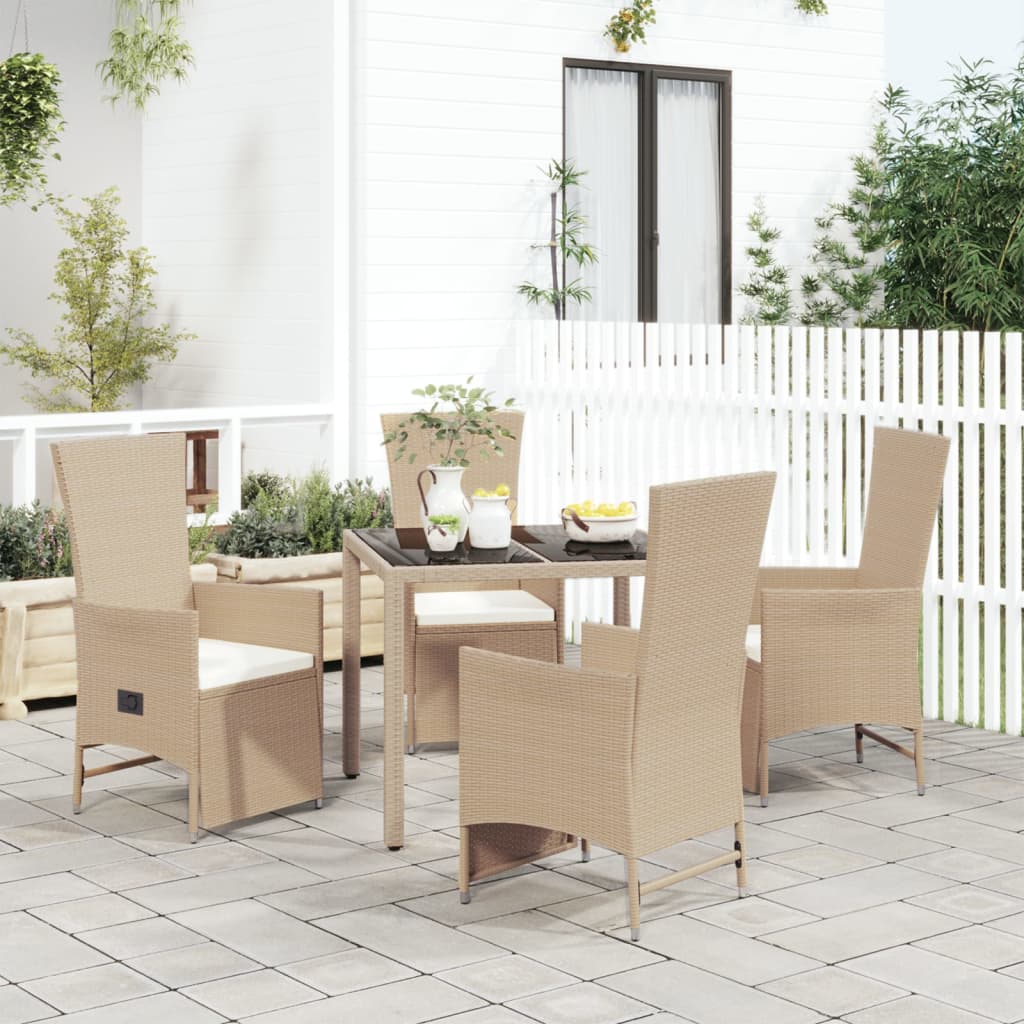 Spisebordssæt Til Haven 3 Dele Med Hynder Polyrattan - 5 / 4 / 90 cm bordlængde