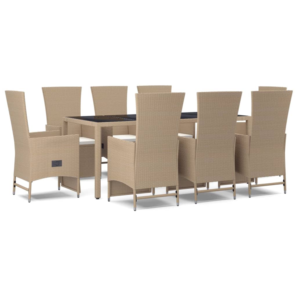 vidaXL 9-delige Tuinset met kussens poly rattan beige, foto 3