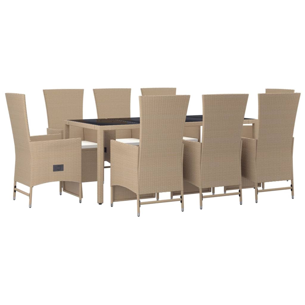 Thumbnail - vidaXL 9-tlg. Garten-Essgruppe mit Kissen Beige Poly Rattan