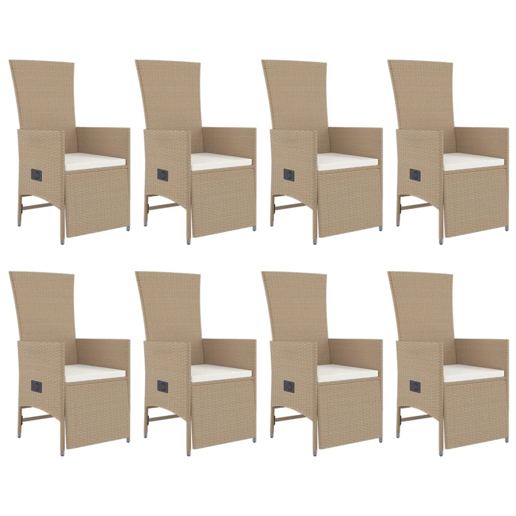 vidaXL 9-delige Tuinset met kussens poly rattan beige, foto 4