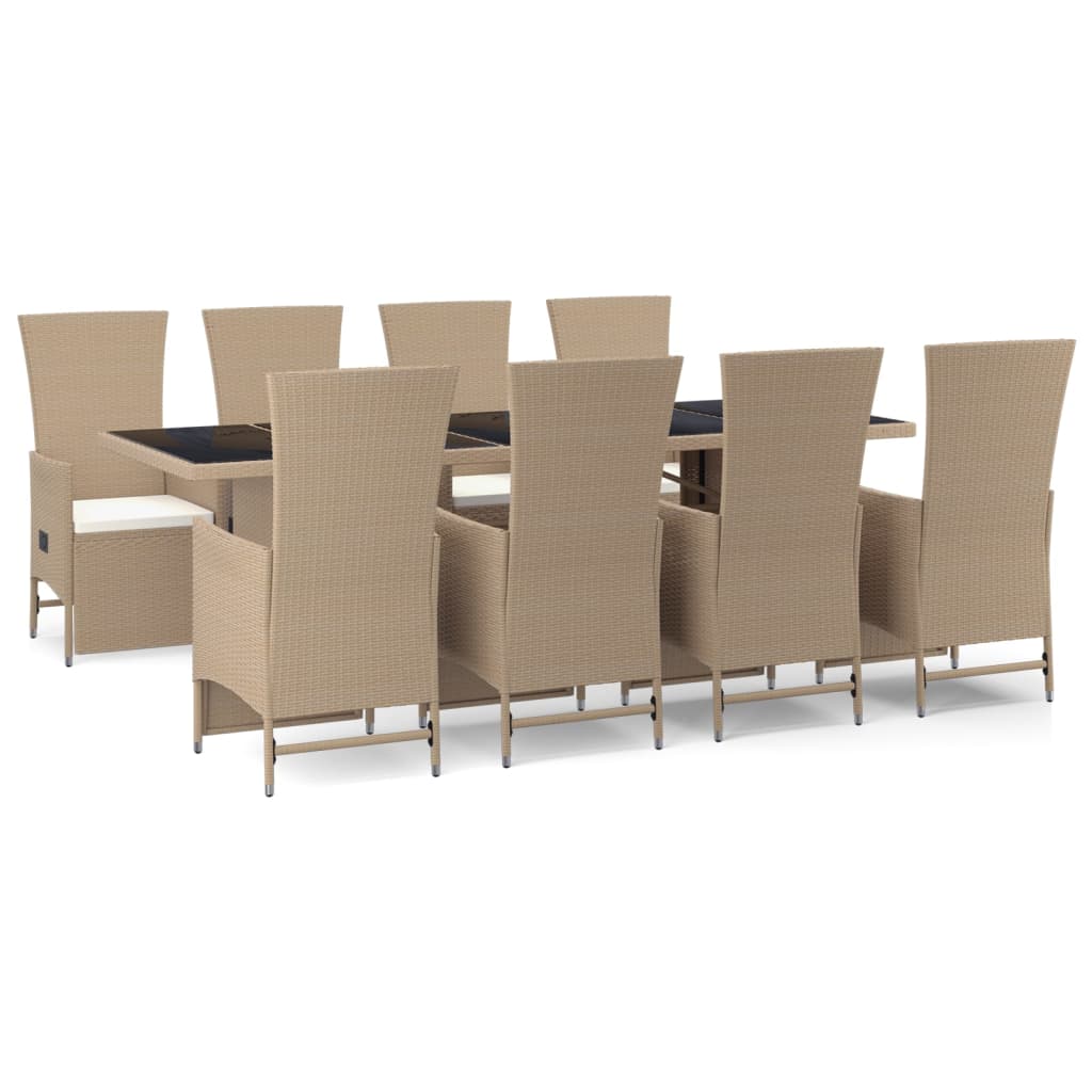 vidaXL 9-delige Tuinset met kussens poly rattan beige, foto 3