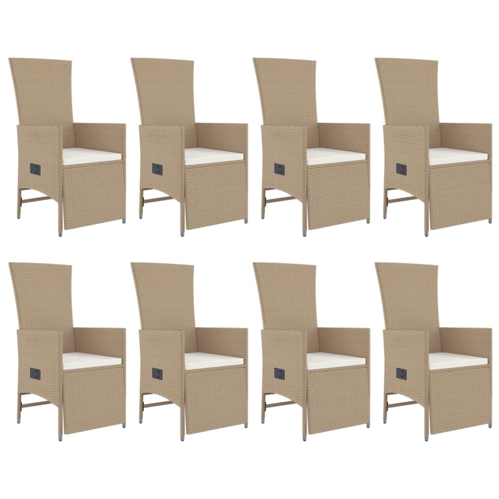 vidaXL 9-delige Tuinset met kussens poly rattan beige, foto 4