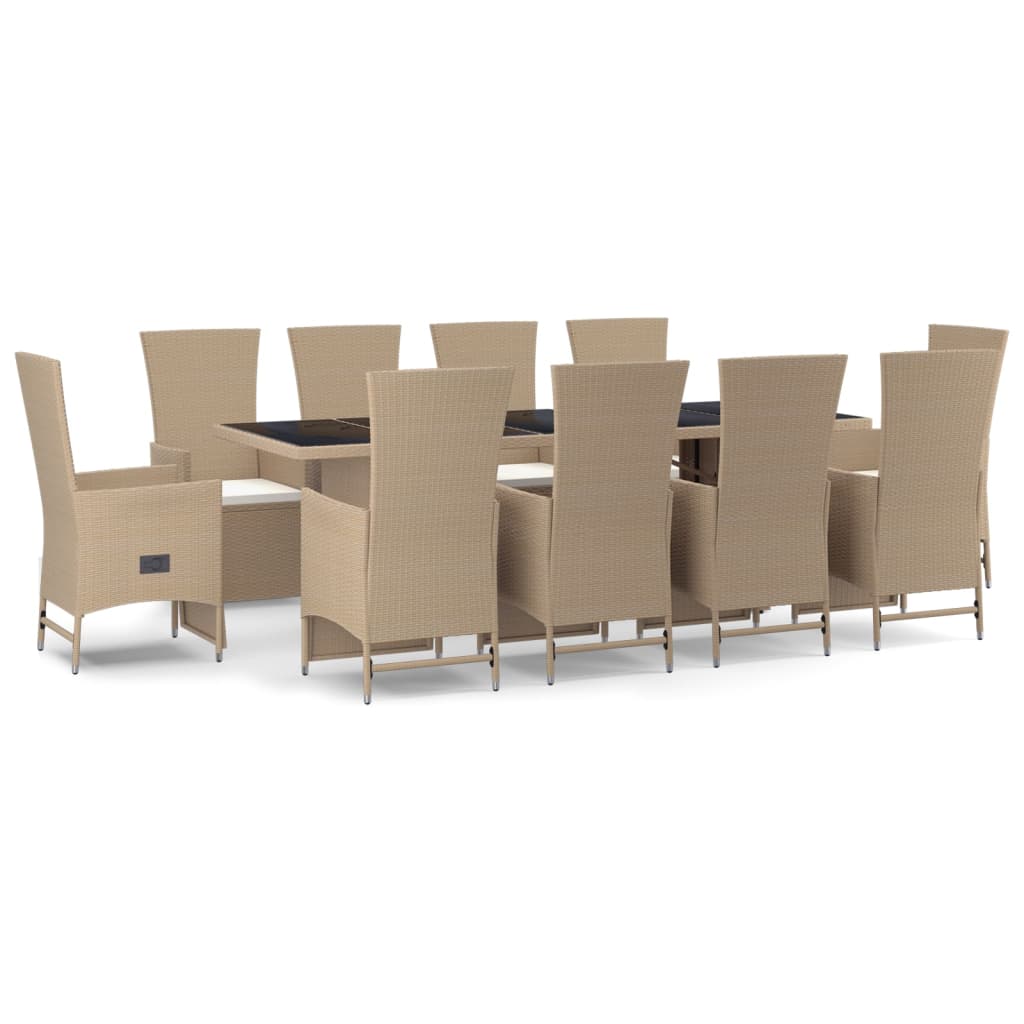 vidaXL 11-delige Tuinset met kussens poly rattan beige, foto 3
