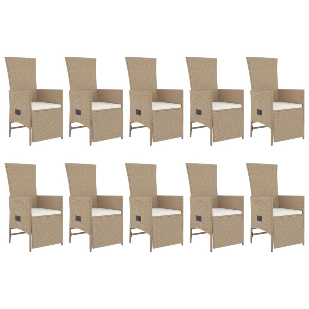 vidaXL 11-delige Tuinset met kussens poly rattan beige, foto 4