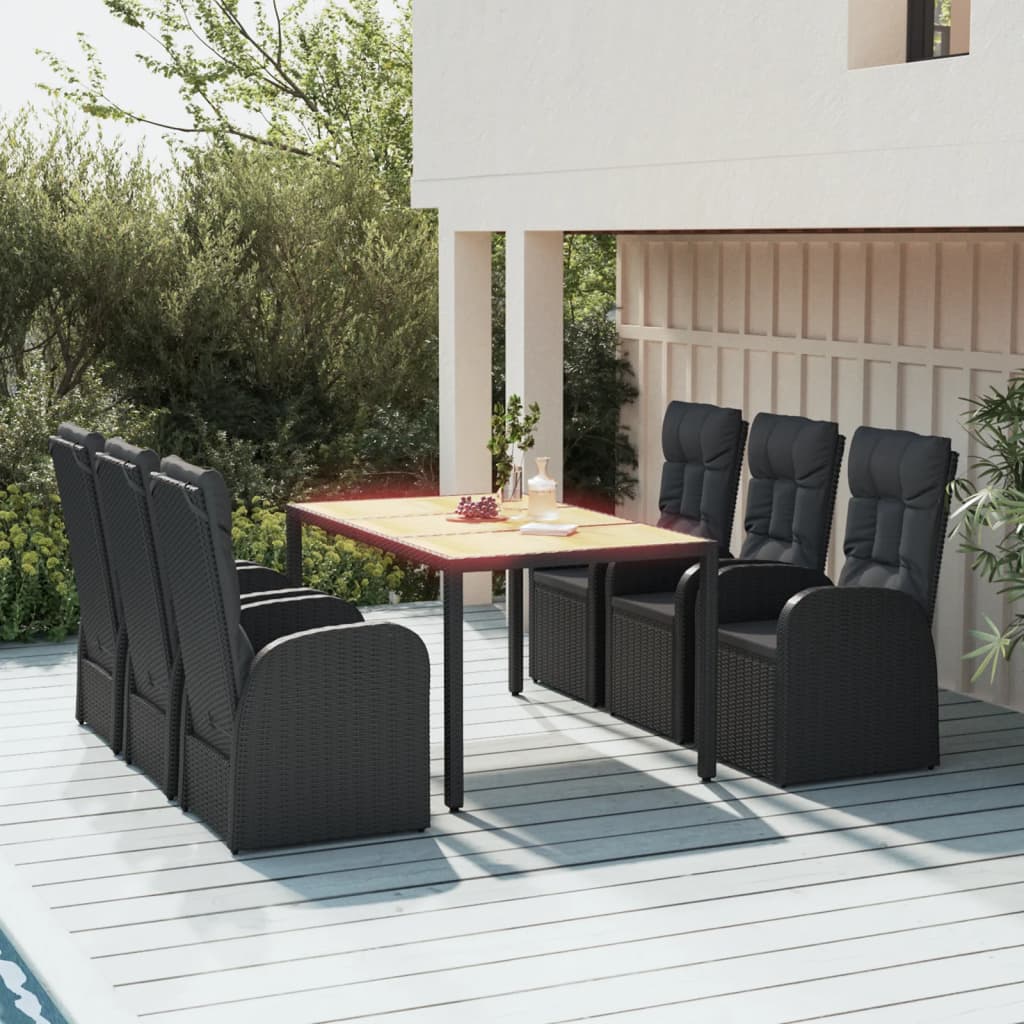 Spisebordssæt Til Haven 9 Dele Med Hynder Polyrattan - 6x stol bord / 150 cm bordlængde