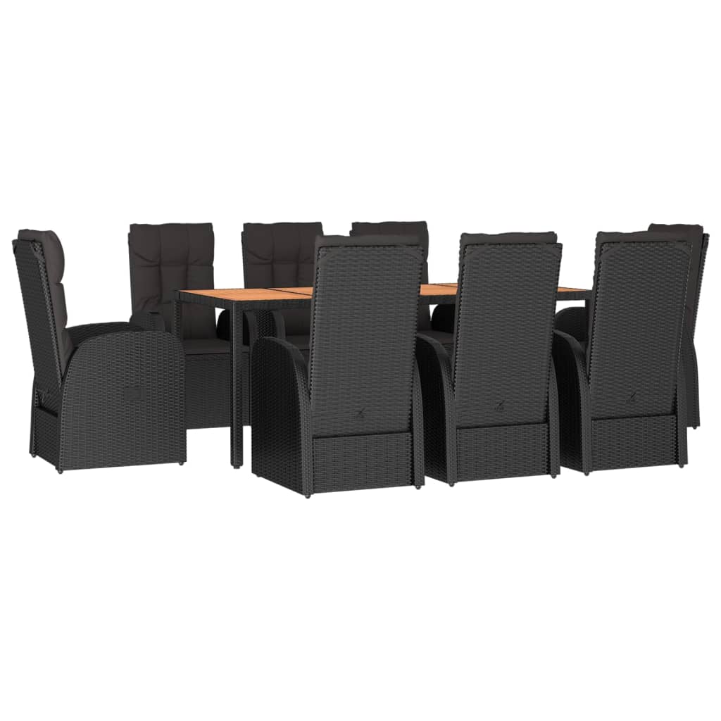 vidaXL 9-delige Tuinset poly rattan zwart afbeelding