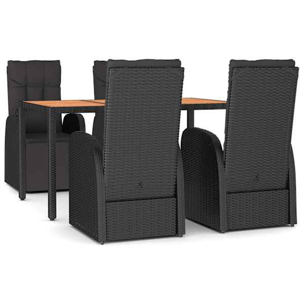 vidaXL 5-osaline aiam&ouml;&ouml;bli komplekt, must, pol&uuml;rotang ja akaatsiapuit