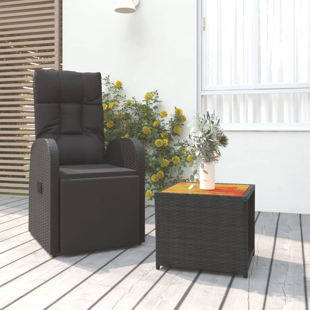 vidaXL 2-tlg. Garten-Lounge-Set Schwarz Poly Rattan Massivholz Akazie