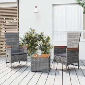 Vrtna sedežna garnitura 3-delna poli ratan in trden les akacije