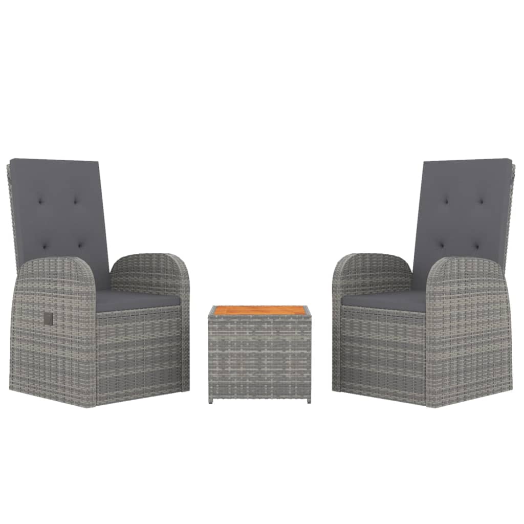 vidaXL 3-delige Loungeset poly rattan en massief acaciahout grijs afbeelding
