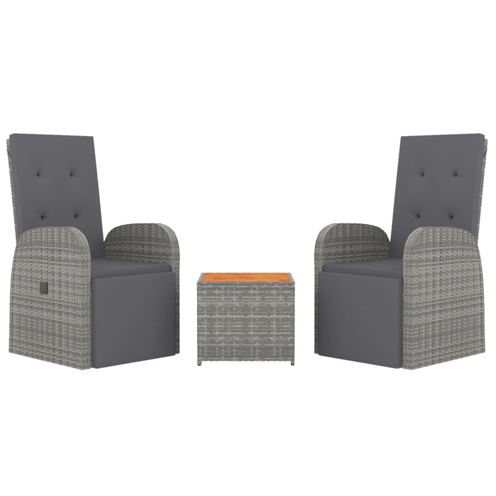 vidaXL 3-delige Loungeset poly rattan en massief acaciahout grijs afbeelding