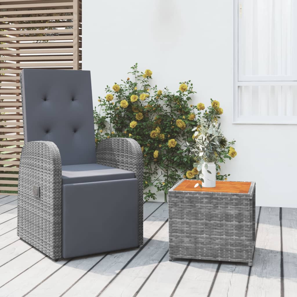 2-tlg. Garten-Lounge-Set Grau Poly Rattan & Massivholz Akazie kaufen