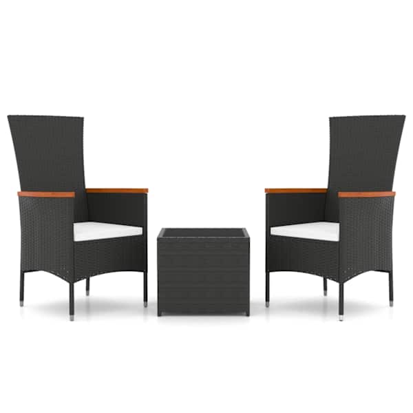 vidaXL 3-osaline aiam&ouml;&ouml;bli komplekt, must, pol&uuml;rotang ja teras